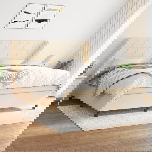 The Living Store Box spring postelja z vzmetnico krem 160x200 cm blago - Box Spring Postelja, (21514872) Cene