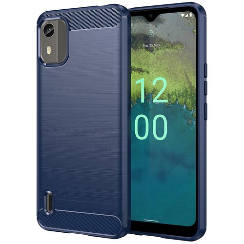 INORCO Ovitek za telefon s teksturo ogljikovih vlaken za telefon Nokia C12 4G/C12 Pro/C12 Plus telefonska torbica TPU bru&amp;scaron;ena lupina, (22033509) Slike