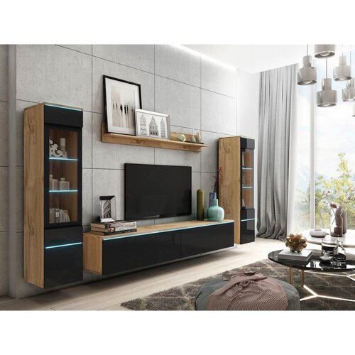 P &amp;amp; B Dnevni Regal Vera, Črna, Barva Hrasta, 4-Delno, Led Slike