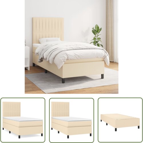 The Living Store Box spring postelja z vzmetnico krem 90x190 cm blago - Box Spring Postelja, (21737449) Cene