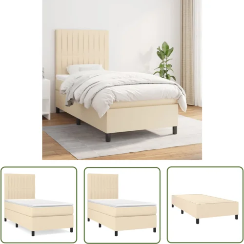 The Living Store Box spring postelja z vzmetnico krem 90x190 cm blago - Box Spring Postelja, (21737449)