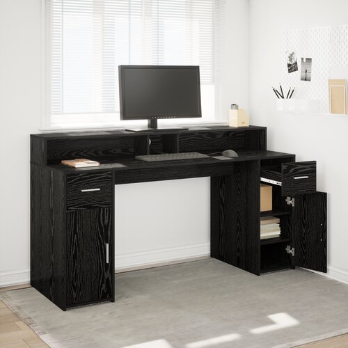 VidaXL Miza Črni hrast 160x55x91 cm Inženirski les Slike