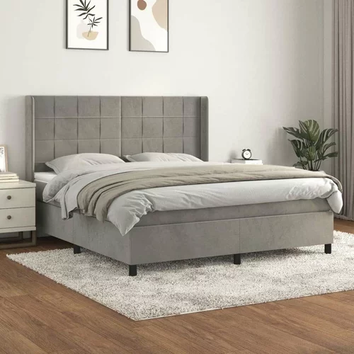  Box spring postelja z vzmetnico svetlo siva 180x200 cm žamet, (20846767)