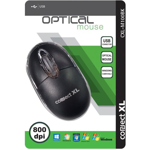 Connect Xl Mi&amp;scaron; optički, 800dpi, USB, crna boja - CXL-M100BK Slike
