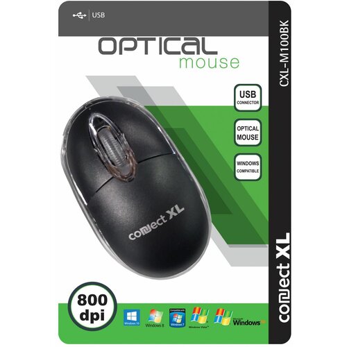 Connect Xl miš optički, 800dpi, usb, crna boja - CXL-M100BK Slike