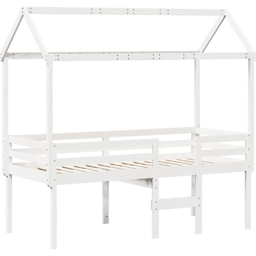 Visoki krevet s krovom bijeli 90 x 200 cm od masivne borovine Slike