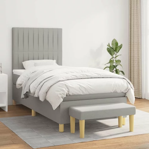  Box spring postelja z vzmetnico svetlo siva 90x200 cm blago, (20790619)