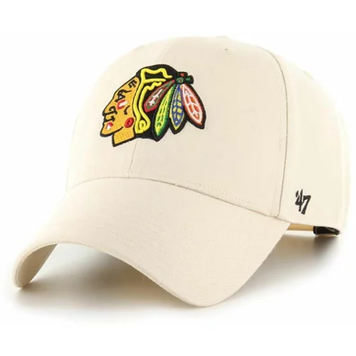 47 Brand kapa sa šiltom s dodatkom vune NHL Chicago Blackhawks boja: bež, s aplikacijom