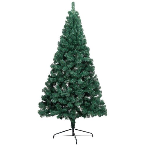 VidaXL Polovična novoletna jelka s stojalom zelena 120 cm PVC Slike