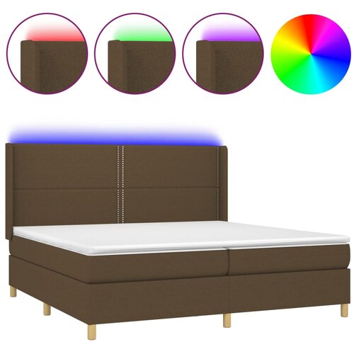 vidaXL Box spring postelja z vzmetnico LED temno rjava 200x200cm blago, (20725951) Cene