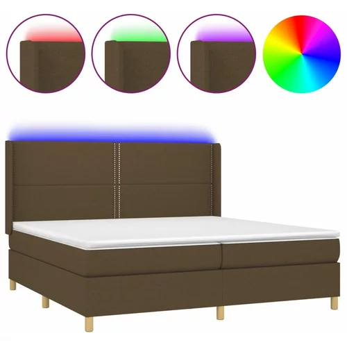 vidaXL Box spring postelja z vzmetnico LED temno rjava 200x200cm blago, (20725951)