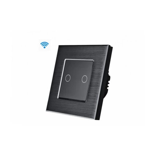 Wise wifi pametni prekidač, 2 tastera, aluminijumski panel crni Cene