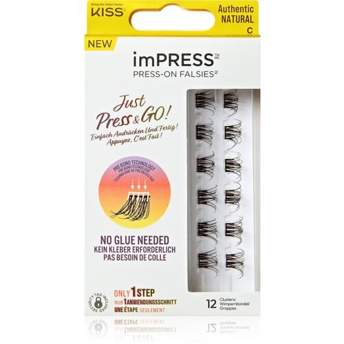 Kiss imPRESS Just Press & GO ! šopaste lepilne trepalnice brez vozlička Authentic Natural c 12 kos Cene