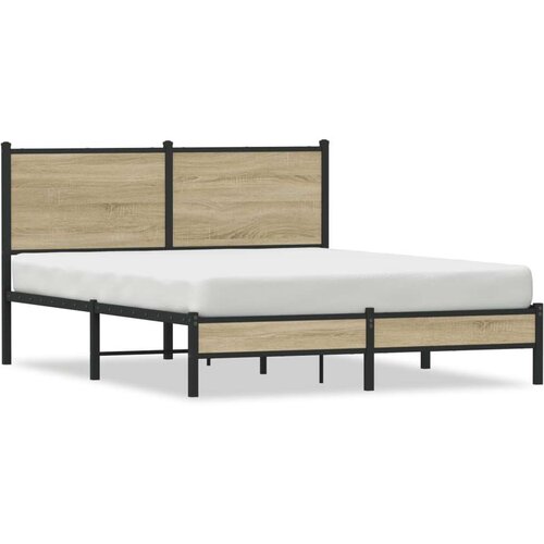 VidaXL metalni okvir kreveta s uzglavljem boja hrasta sonome 140x190cm Slike