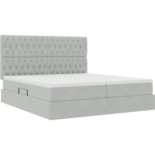  Krevet s od storage Svijetlo siva 180 x 200 cm Bar&amp;scaron;un - Svjetlosiva 180 x 200 cm Dizajn s jastučićima Slike