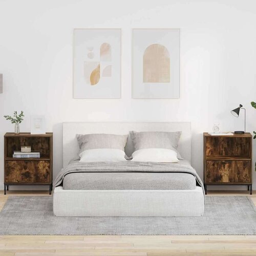 vidaXL Noćni ormarići s ladicama 2 pcs Dimljeni hrast 49 x 36 x 61 cm Cene