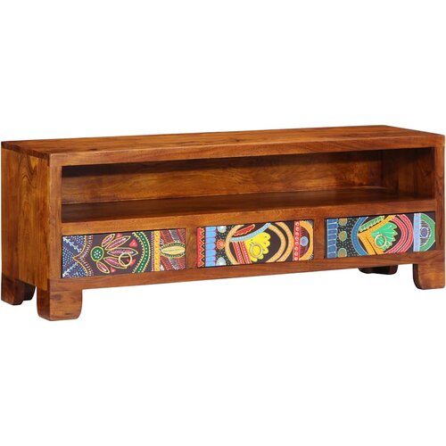 TV ormarić Vi&scaron;ebojni 110x30x40 puno drvo bagrem Cene