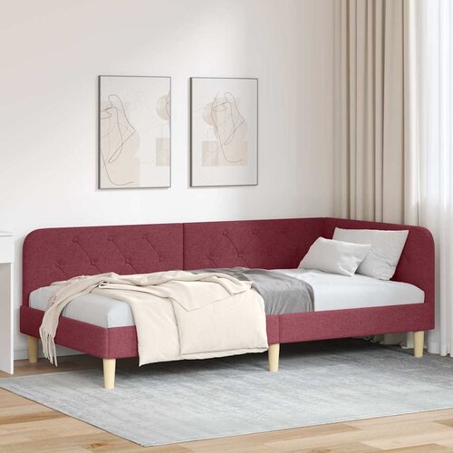  Kutni okvir kreveta Vinska crvena 90 x 190 cm tkanina Cijene