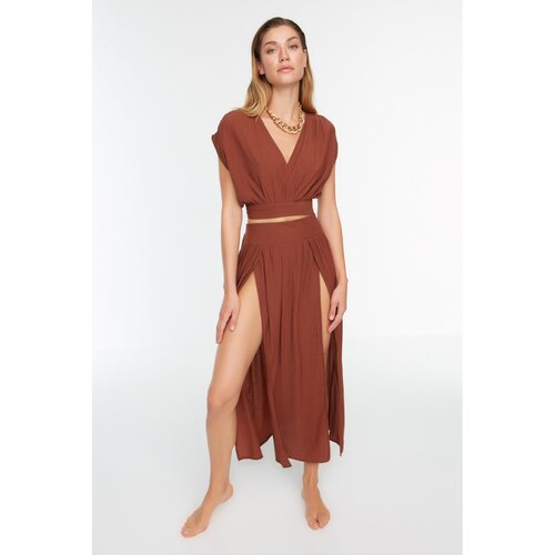 Trendyol Cinnamon Slit Detailed Skirt-Blouse Set Cijene