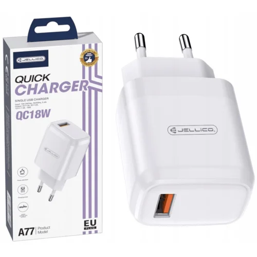 Jellico adapter A77 hišni polnilec 3.0A Quick Charge 22,5 W vhod USB A - Original (EU Blister) - bel