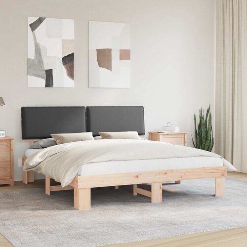  Krevetni okvir s tapiciranim uzglavljem Tamno siva 180 x 200 cm Cene