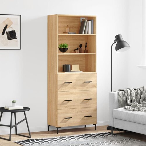 vidaXL Visoka komoda sonoma hrast 69,5x34x180 cm inženirski les Cene