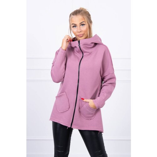 Kesi Insulated sweatshirt with a longer back and pockets in dark pink Slike