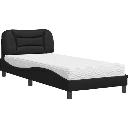 VidaXL Postelja z vzmetnico črna 90x200 cm umetno usnje, (21215918) Slike