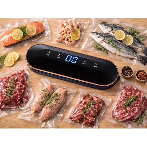  90W aparat za vakuumiranje in varjenje LCD touch črn set vrečk Slike