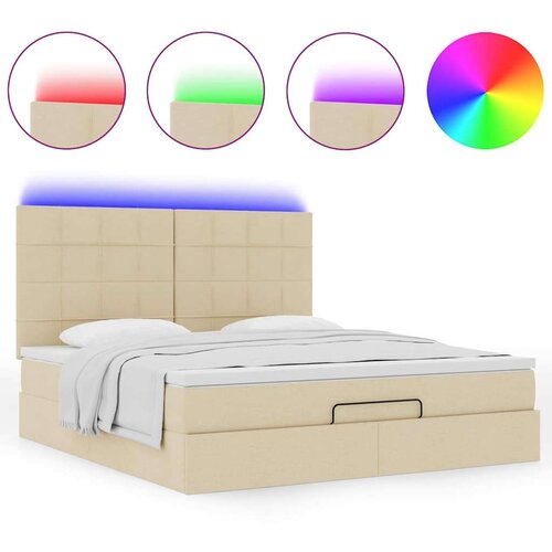 VidaXL Otomanski krevet s madracem i LED krem 160x200cm tkanine Slike