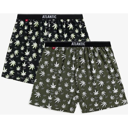 Atlantic Men's Classic Boxer Shorts with Buttons 2PACK - Multicolored Slike