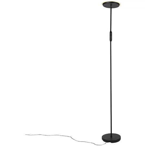 QAZQA Sodobna talna svetilka črna z LED in zatemnilnikom - Bumu