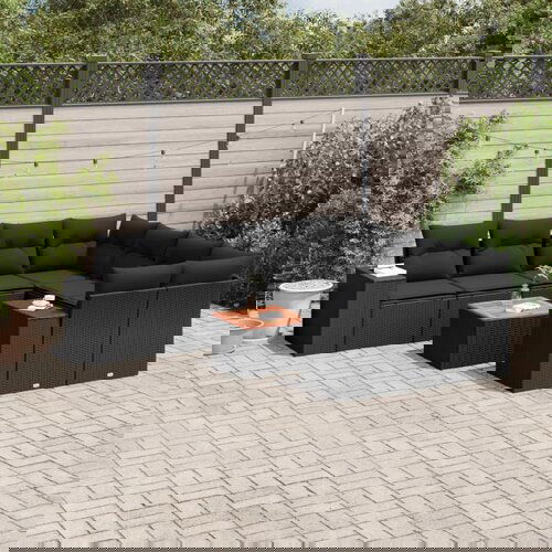 vidaXL 9-dijelni set vrtnih sofa s jastucima crni od poliratana Cijene