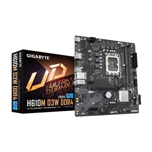 Gigabyte H610M D3W DDR4 Motherboard - Supports 14th Gen. Intel Core CPUs, 5+1+1 phases VRM, up to 3200MHz DDR4, 1xPCIe 3.0 M.2, 1GbE LAN, USB 3.2 Gen 1 Cijene