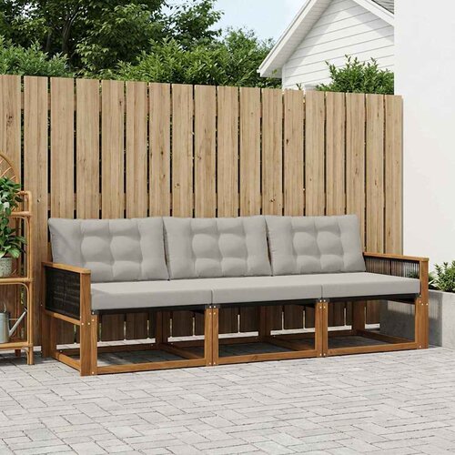  Set vanjskih sofa 3 kom. Prirodna i svjetlosiva Cene
