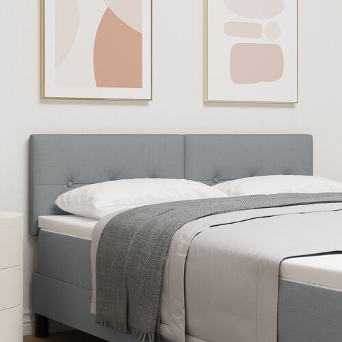 VidaXL Naslon za glavu s gumbima, svjetlosiva, 140 cm, tkanina Slike