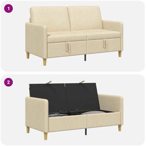 SOFA s pohranom Krem 152 x 78 x 87 cm Poliester Slike