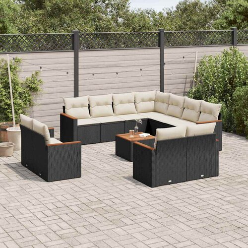  12-dijelni set vrtnih sofa od poliratana s jastucima crni Cijene