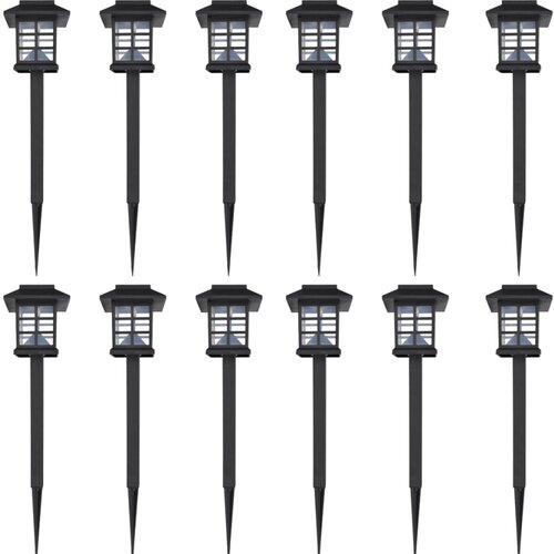 vidaXL Set zunanjih solarnih LED svetilk s konico 12 kosov 8,6 x 8,6 x 38 cm Cene