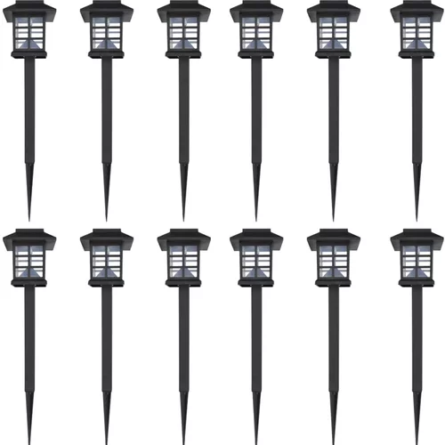 vidaXL Set zunanjih solarnih LED svetilk s konico 12 kosov 8,6 x 8,6 x 38 cm