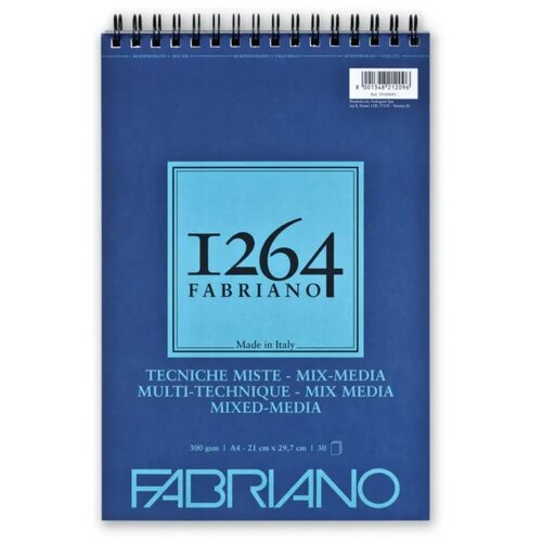 Fabriano 1264 MixMedia, akvarel blok sa spiralom, A4, 300g, 30 lista, Fabriano Slike