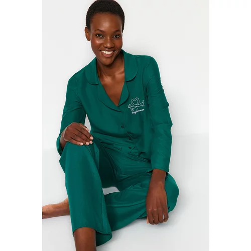 Trendyol Pajama Set - Green - Embroidery