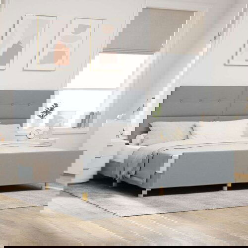  Postelja Svetlo siva 200x200 cm Tkanina, (22049393) Slike