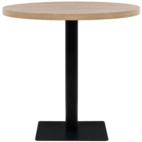 VidaXL okrugli stol za bistro od mdf-a i čelika 80x75 cm boja hrasta Slike