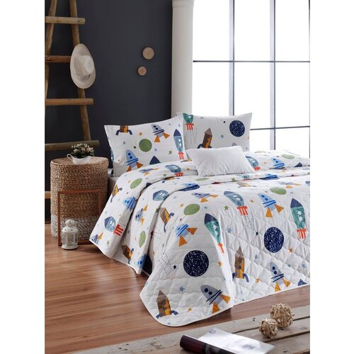 spacex - dark blue vpoly multicolor king quilted bedspread set (fr) Cene