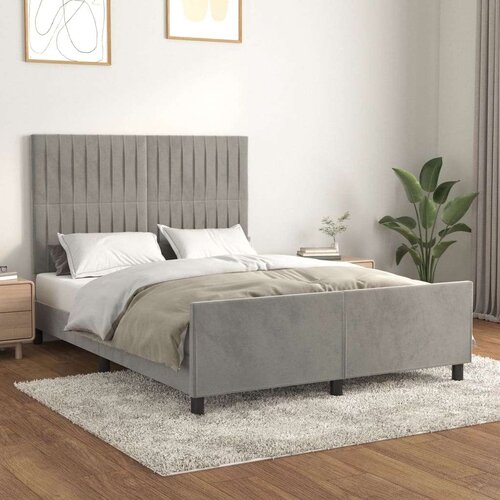  Posteljni okvir z vzglavjem svetlo siv 140x190 cm žamet, (20905394) Slike