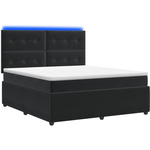  LED okvir za krevet s madracem Crna 140 x 190 cm Baršun Cene