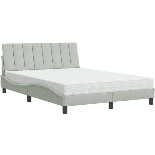 VidaXL Krevet s madracem svjetlosivi 140x200 cm bar&amp;scaron;unasti Slike