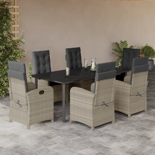  7-dijelni vrtni blagovaonski set od poliratana s jastucima sivi Siva 200 cm table length Cene