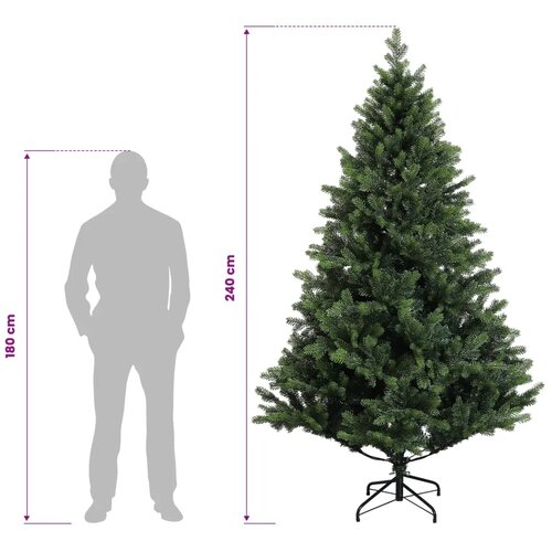  Umjetno božićno drvce s nogom 240 cm PVC i metal Zelena - Zelena 240 cm bez LED svjetala Slike